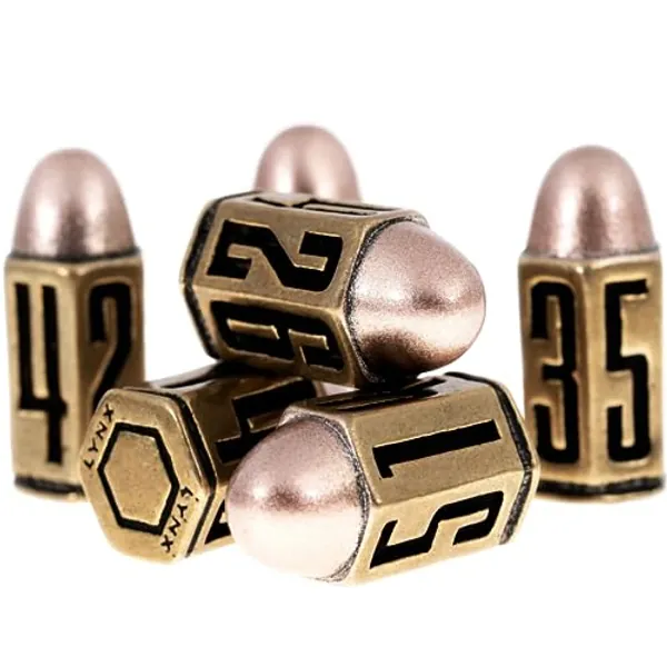 Bullet Metal Dice Set - Six Brass D6 Dices