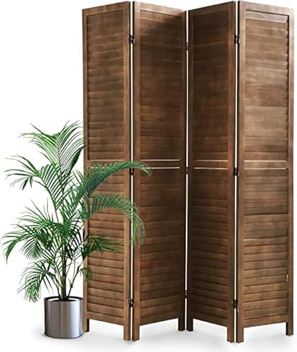 Room Divider 4 Panels, 5.75FT Wooden Room Divider Wall Folding Privacy Screens Freestanding Partition for Home Office Bedroom - 4 Panels