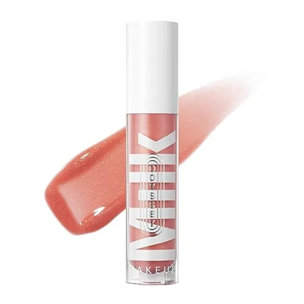 Milk Makeup Odyssey Lip Oil Gloss, Explore (Coral Shimmer) - 0.2 oz - Semi-Sheer, High-Shine Lip Gloss for Smoother, Fuller Lips - Long Lasting & Non Sticky - Sweet Vanilla Scent - Vegan Cruelty Free