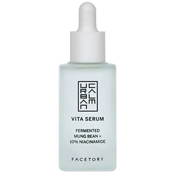 Urban Calm Hydrating Vita Serum - Glow Boosting Facial Serum with Fermented Mung Bean & 10% Niacinamide for Fine Lines & Wrinkles - Plump & Revive Dry Skin - Smoothing & Calming - 30ml / 1.01 fl oz