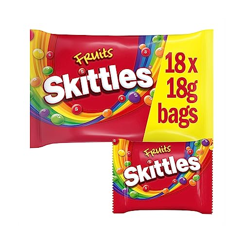Skittles Fruits Sweets Fun Size Bags Halloween Party Bag Filler Multipack 18 x 18g