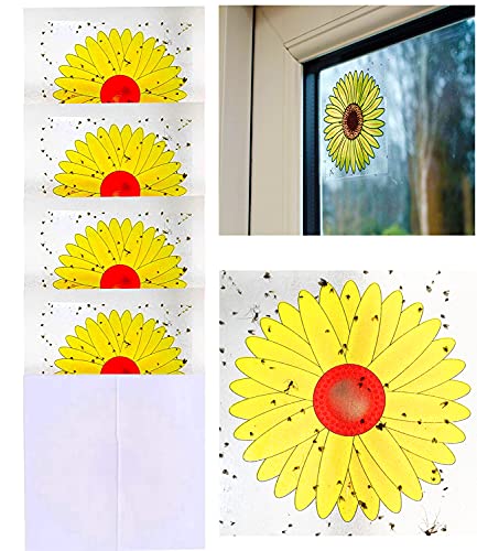 16PCS Window Fly Traps, Sunflower Style Window Fly Stickers, Fruit Fly Trap Insect Flies Wasp Pest Killer - 4 Packs x 4 Traps Each Package