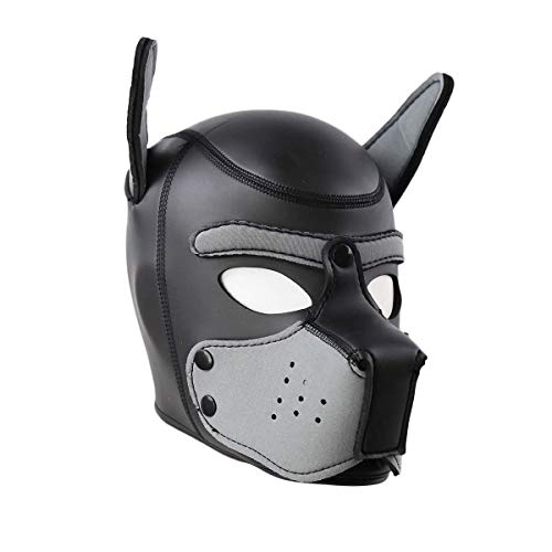 Toosexylingerie Neoprene Puppy Hood Custom Animal Head Mask Novelty Costume Dog Head Masks (Gray) - Gray