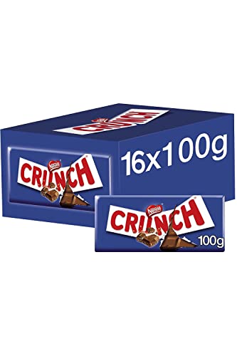 Crunch Milk Chocolate Sharing Bars, 16 x 100 g - Chocolate - 100 g (Pack of 16)
