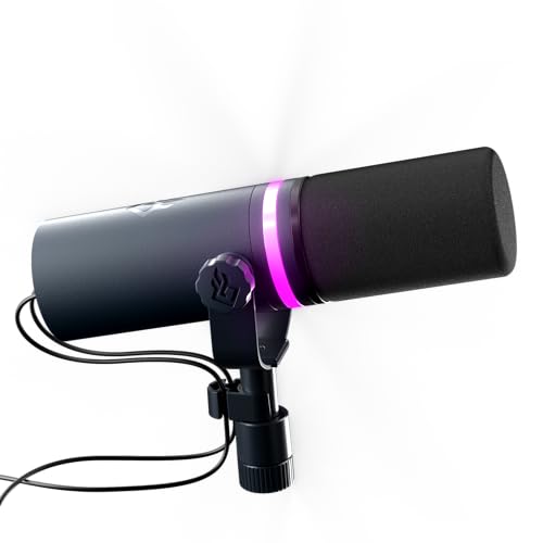 BEACN Mic (Dark) - USB Microphone for Game Streaming, podcasting, and Content Creation with RGB Lighting, Built-in Equalizer, Compression, Noise Gate, and Real-Time Denoising - Dark