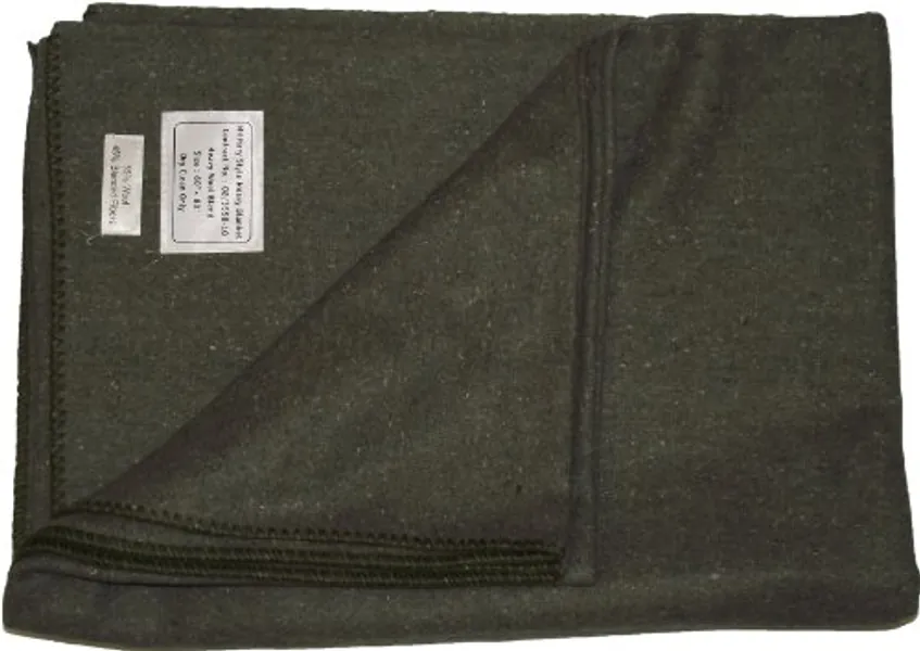 New Military Style Heavy Wool Blanket (Olive Green)(Size: 60inchx 80inch (152cm x 203cm))