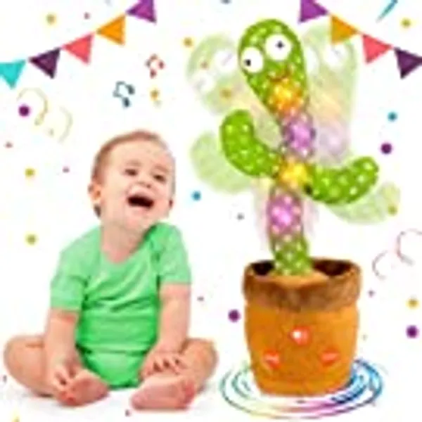 Emoin Dancing Cactus Repeats, Adjustable Volume Talking Cactus Toy, Recording Cactus Toy with Lighting, Singing Cactus Recording,Mimicking Talking Electronic Plush Toy for Home Decor