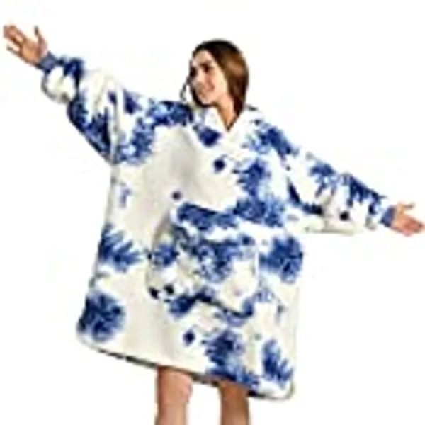 Krifey Wearable Blanket Hoodie, Oversized Sherpa Hooded for Women and Men, Cozy Sweatshirt with Giant Pocket