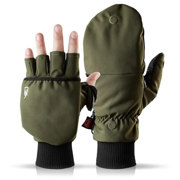THE HEAT COMPANY - HEAT 2 SOFTSHELL - fingerless touchscreen glove and mitten in one - premium Quality - warm winter gloves & bicycling gloves - against cold during sports & work