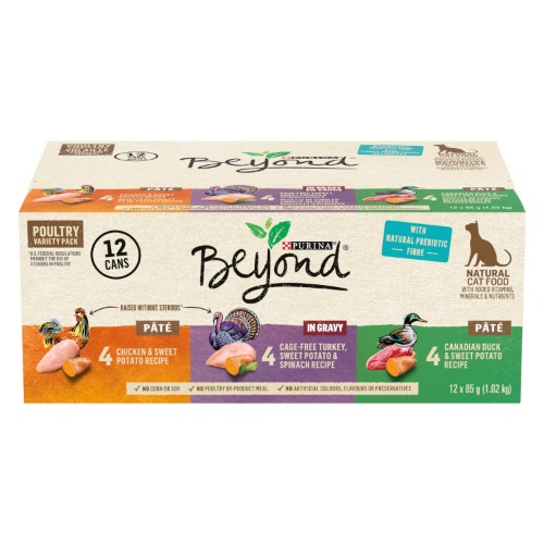 Beyond Grain Free Natural Wet Cat Food, Poultry Pâté Variety Pack 85g Cans (12 pack) - Wet Cat Food