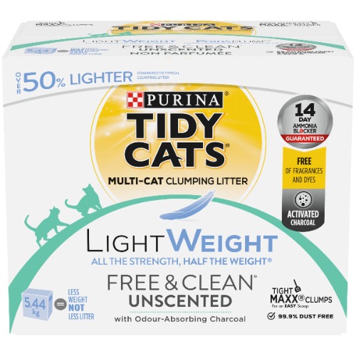 Tidy Cats Free & Clean Lightweight Cat Litter for Multiple Cats - 5.44 kg - 