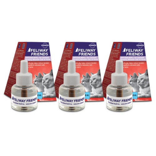 FELIWAY Friends Diffuser Refill 3-Pack (FELIWAY MultiCat) - Use with FELIWAY Cat Diffusers - Helps Reduce Fighting, Tension and Conflicts Between Cats in The Home (90 Day Supply, FELIWAY Refill D894) - 90 Day Supply