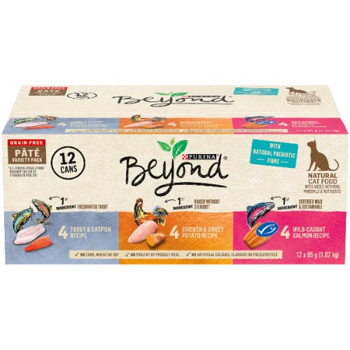 Beyond Grain Free Pâté, Natural Wet Cat Food Variety Pack 12-85g Cans - 1 Count (Pack of 12)