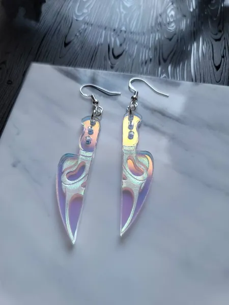 Iridescent Ghost Face Earrings