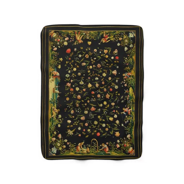 Cottagecore Fleece Blanket, Tapestry, Floral, Boho, Gift for Boyfriend, Sherpa Fleece Blanket