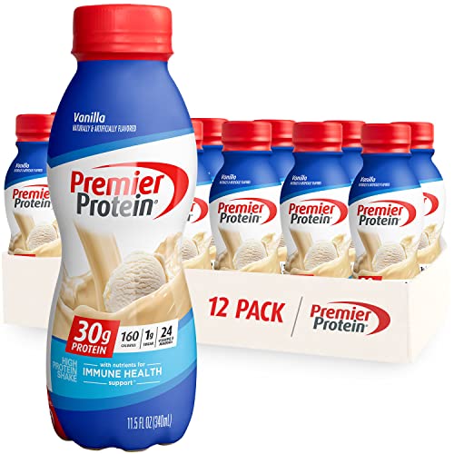 Premier Protein Shake Bottle, Vanilla, Liquid, Powder, keto, 30g Protein, 1g Sugar, 24 Vitamins & Minerals, Nutrients to Support Immune Health 11.5 Fl Oz (Pack of 12) - Protein Shake - Vanilla - 11.5 Fl Oz (Pack of 12)