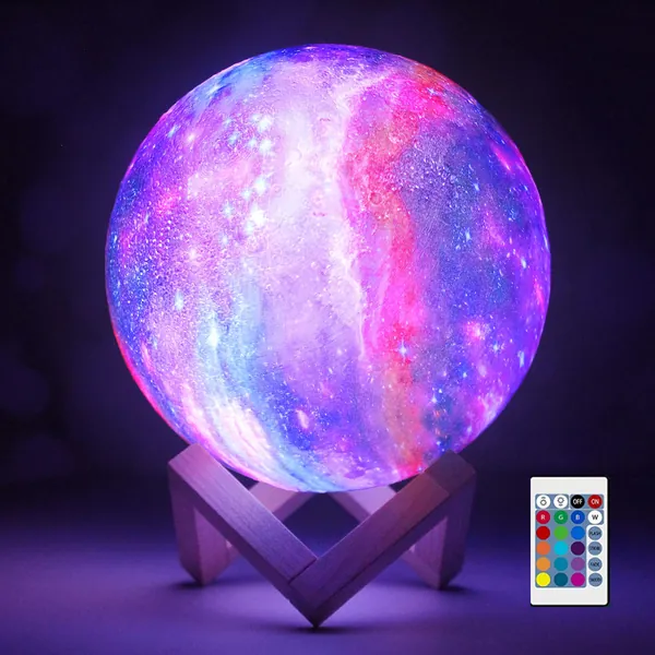 Lava Lamp Moon lamp, NSL Lighting Moon Light 5.9 inch 16 LED Colors Moon Night Light Moon Lamps for Bedrooms 3D Printed Galaxy Lamp Space Lamp Gifts for Girl Boy Women Mom Friend Birthday Anniversary