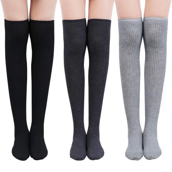 Womens Thigh High Socks Cotton Striped Over the Knee Socks Long Knee High Socks for Women …
