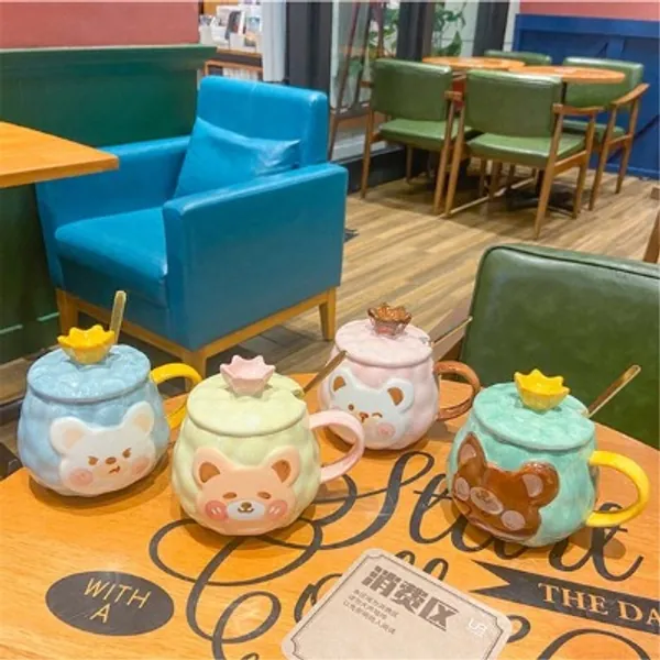 Cute Bear Cow Cup 400ML Coffee Mug Home Tea Cups Ceramic | Etsy