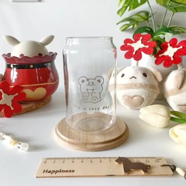 Have a Cozy Day Cup  Cute and Kawaii Glass Beer Can Glass Cup | Etsy