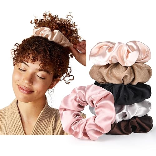 YANIBEST 6 Pack Glossy Satin Scrunchies - No Damage Hair Ties for Women and Girls, Silk Styling Scrunchies for Holiday - Rose Gold