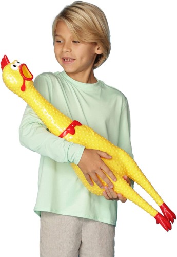 Animolds Crazy Huge Rubber Chicken - 29 Inch Giant Screaming Noise Makers for Parties, Pranks, Practical Jokes - Squeaks Up to 45 Seconds - Squawking Novelty Gag Gift (Random Color) - Random Color