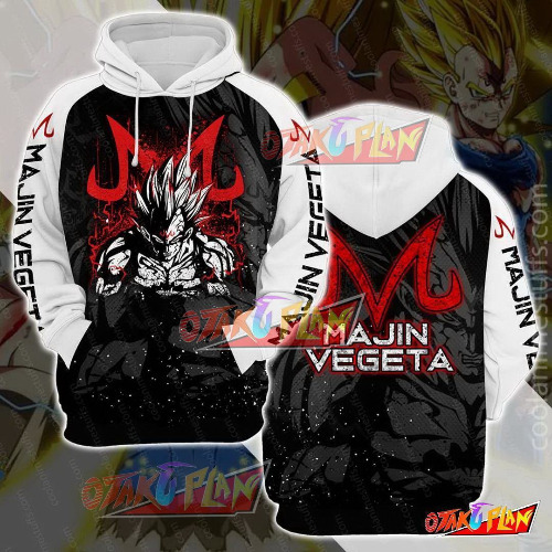 Dragon Ball Majin Vegeta Black And White Pullover Hoodie