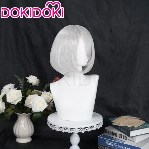 【Ready For Ship】DokiDoki Cosplay Game NR:Automata 2B Cosplay Wig No. 2 Type B Women Short White Heat Resistant Hair / Eyeshade / Hairband | Wig Only-Ready For Ship
