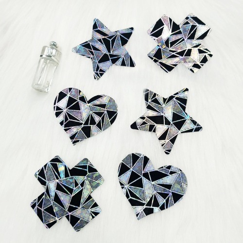 Black Reflective Geometric Nipple Covers - 3-Pack