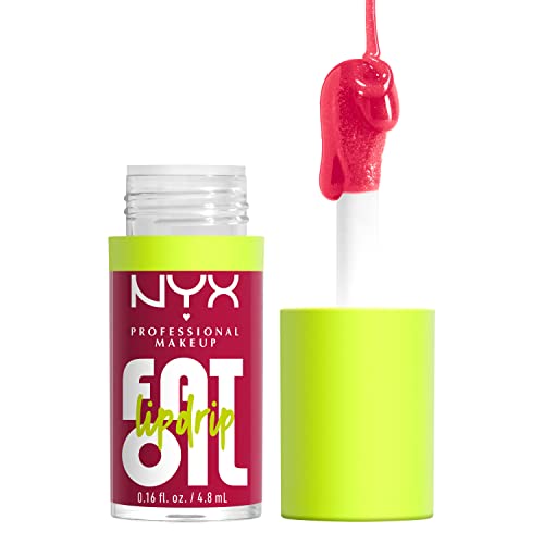 NYX PROFESSIONAL MAKEUP Fat Oil Lip Drip, Moisturizing, Shiny and Vegan Tinted Lip Gloss - Newsfeed (Rose Nude) - 05 Newsfeed - Lip Drip