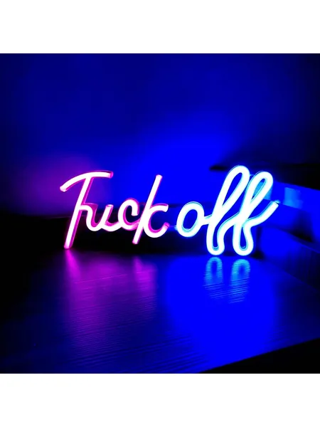 1pc Neon Light Blue Pink Multi Color ' Off' Bar Sign Room Decor Lamp, Size 13.7x5.8in (about 35x14.8cm), Neon Lamp Battery & Usb Powered Led Sign Wall Decoration Art Letter Light For Game Room, Office Party Christmas Gift, Aesthetic Room Decor, Party Light
