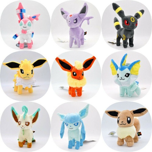 7&#039;&#039; Evolution of Eevee Plush Doll Set Eeveelution Standing Soft Toy Xmas Gifts