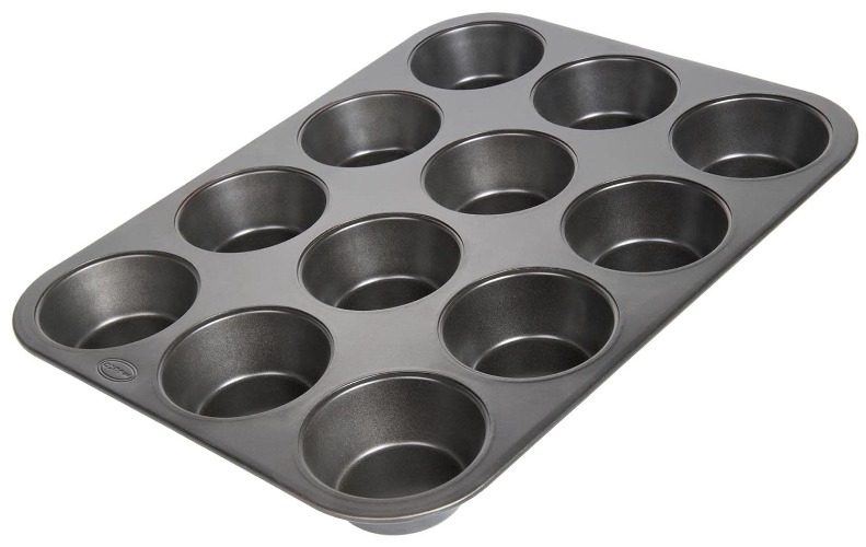 wenco Muffinsform 12 non-stick bakplåt, diskmaskinssäker, kolstål – muffinsplåt för 12 muffin – värmebeständig upp till 220 °C, svart