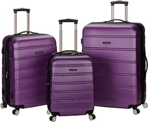 Rockland Melbourne Hardside Expandable Spinner Wheel Luggage, Purple, 3-Piece Set (20/24/28) - 3-Piece Set (20/24/28) Purple
