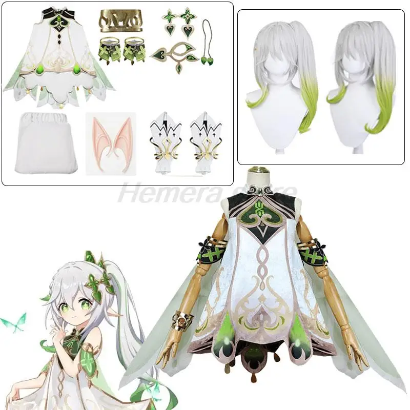 Nahida Cosplay Costume Lesser Lord Kusanali Full Set Dress Ears Wig Nahida outfits for Comic Con