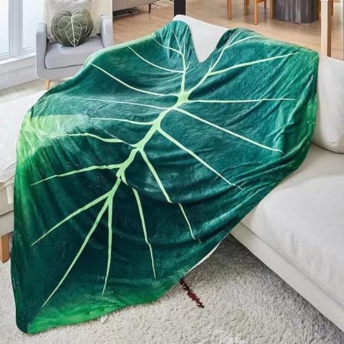 AEOREY Green Leaves Leaf Shaped Blanket Large Green Leaf Blankets Soft Throws for Adults and Kids Bed Blankets Great for Plant Lovers