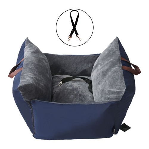 Dog Cushion Carrier & Car Seat Booster - Navy Blue / 60x60x35cm