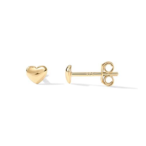 PAVOI 18K Gold Plated Valentines Heart Stud Earrings - 14K Yellow Gold