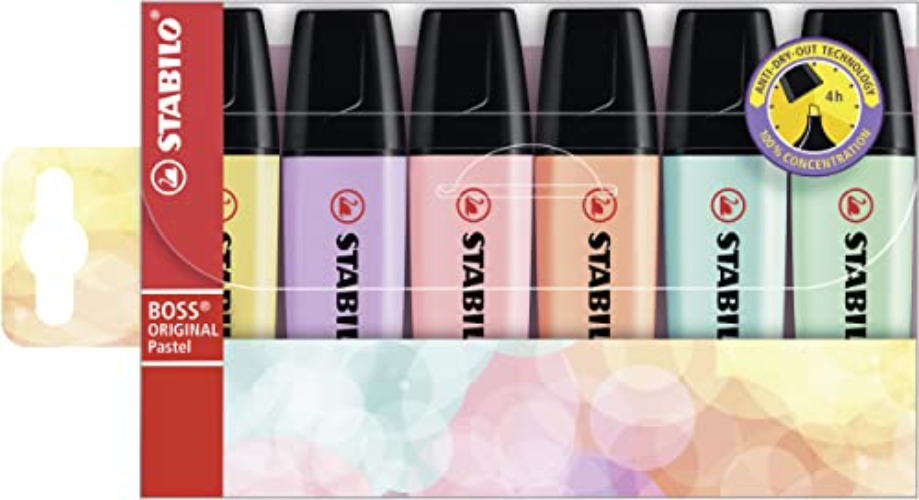 STABILO BOSS Pastel Highlighters - Full Range Set of 6