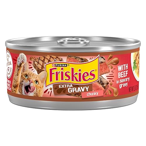 Purina Friskies Extra Gravy Wet Cat Food Chunky With Beef in Savory Gravy - (Pack of 24) 5.5 oz. Cans