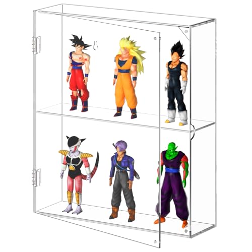 AITEE Acrylic Display Case, Clear Display Case for Funko Pop Figures, 2 Layer Wall Mounted or Desktop Storage Box Cabinet Organizer for Collections, Dustproof Display Case for Mini Toys, Stone, Amiibo - 2 Layers