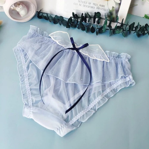 Sakura Wing Chiffon Panties - Blue / M