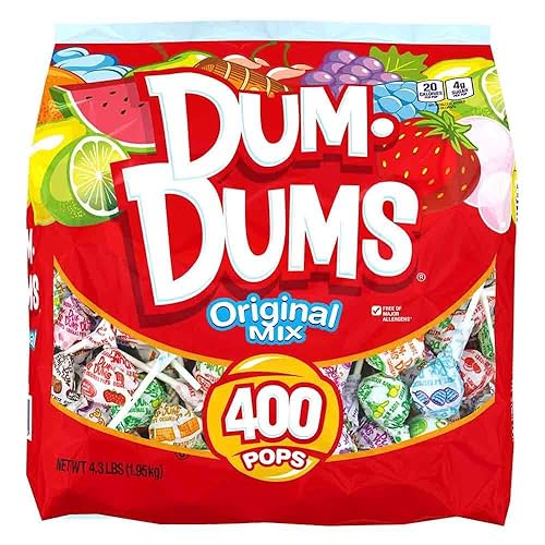 Dum Dums Original Mix 400 ct. Bag - All-Time Classic Flavors, Assorted Suckers in Bulk Candy Bag - Individually Wrapped Lollipops for Any Occasion - Assorted - 400 Count (Pack of 1)