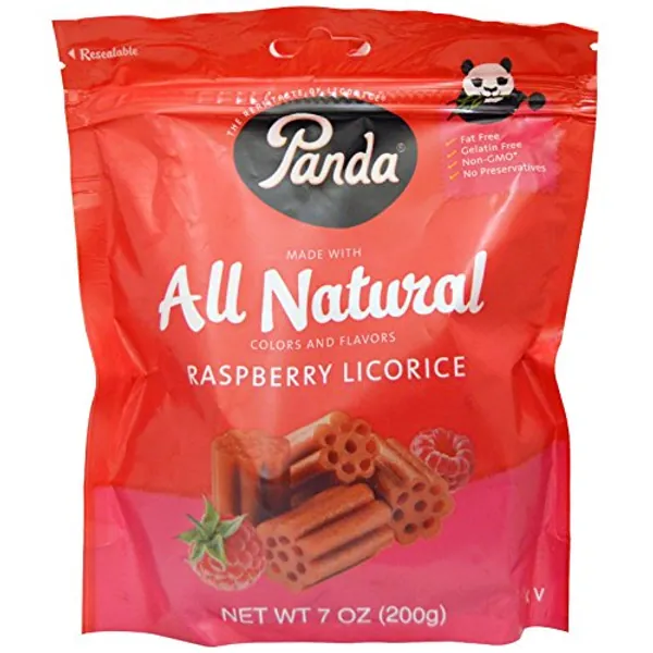 Panda Licorice, All Natural Raspberry Licorice, 7 oz (200 g) -- 2PC