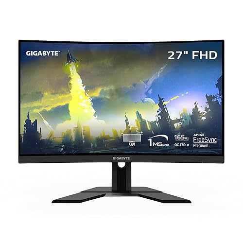 GIGABYTE G27QC A (27" 165Hz 1440P Curved Gaming Monitor, 2560 x 1440 VA 1500R Display, 1ms (MPRT) Response Time, 88% DCI-P3, HDR Ready, 1x Display Port 1.2)