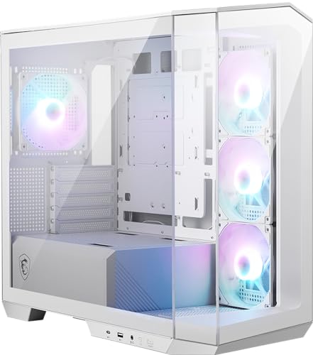MSI MAG PANO M100R PZ White Micro ATX Gaming Case, Support Back-Connect Motherboard, 270-degree Panoramic Display, 4 aRGB Fans