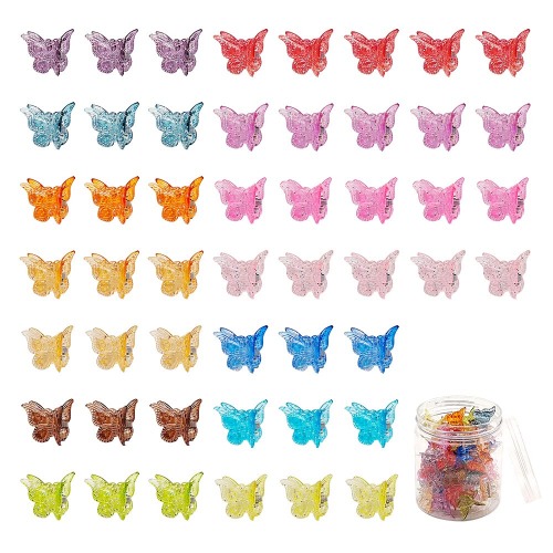 50 Packs Assorted Color Butterfly Hair Clips, Beautiful Mini Butterfly Hair Clips Hair Accessories for Women and Girls (Bling Bling Colors)