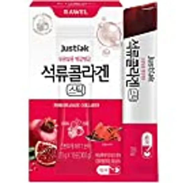 RAWEL Korea Beauty Anti-ageing Pomegranate Collagen Jelly Stick (20g*15pack) / with Vitamin C and Flavonoid / for Skin, Hair Growth, Strong Nails, & Joints / Collagen Supplement for Man and Woman