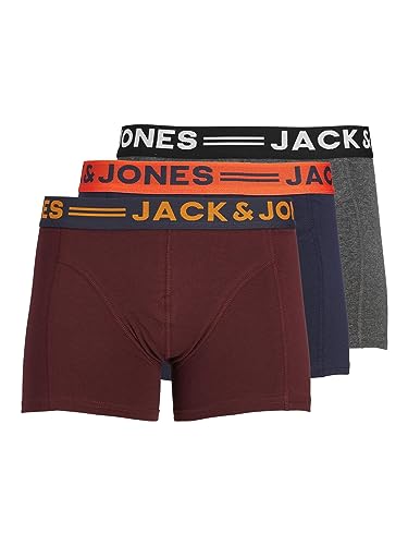 JACK & JONES mens 3-pack trunksBoxer Briefs - Medium - Burgundy