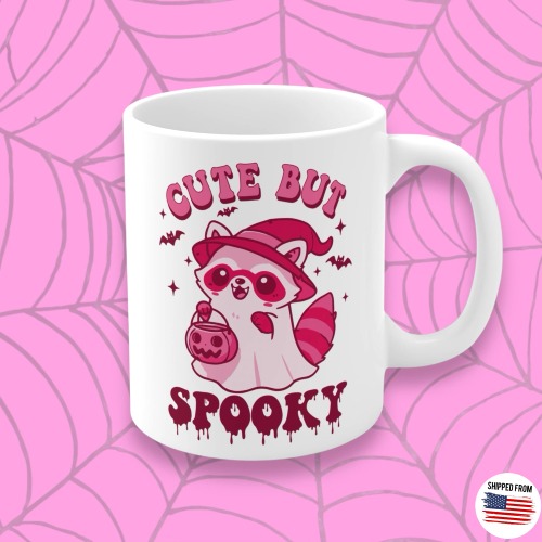 Cute but Spooky, Halloween Mug, cute Racoon - 11oz